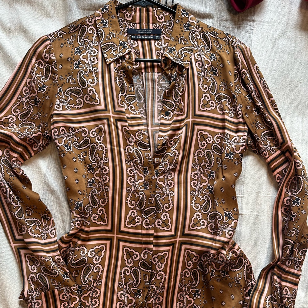 Scotch & Soda Brown and Pink Paisley Print Blouse